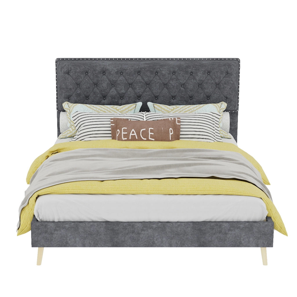 letto moderno in tessuto e metallo grigio 140 x 200 cm