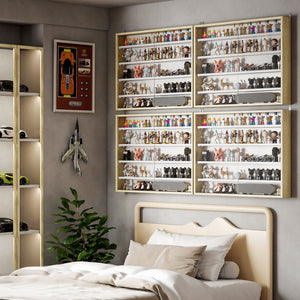 Bacheca Vetrina a Muro con 4 Ripiani Regolabili 80x9.5x60cm Bianco e Legno