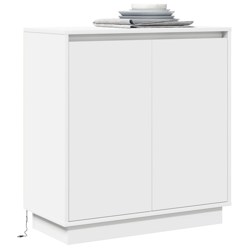 Sideboard LED Bianco - 71x34.5x75 cm, Fatto in legno ingegnerizzato