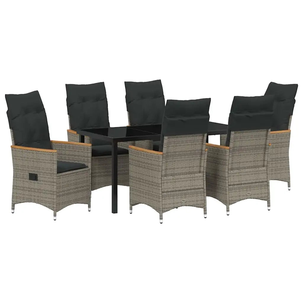 Set da Pranzo per Giardino con cuscino 7 pcs Grigio polyrattan 3379622
