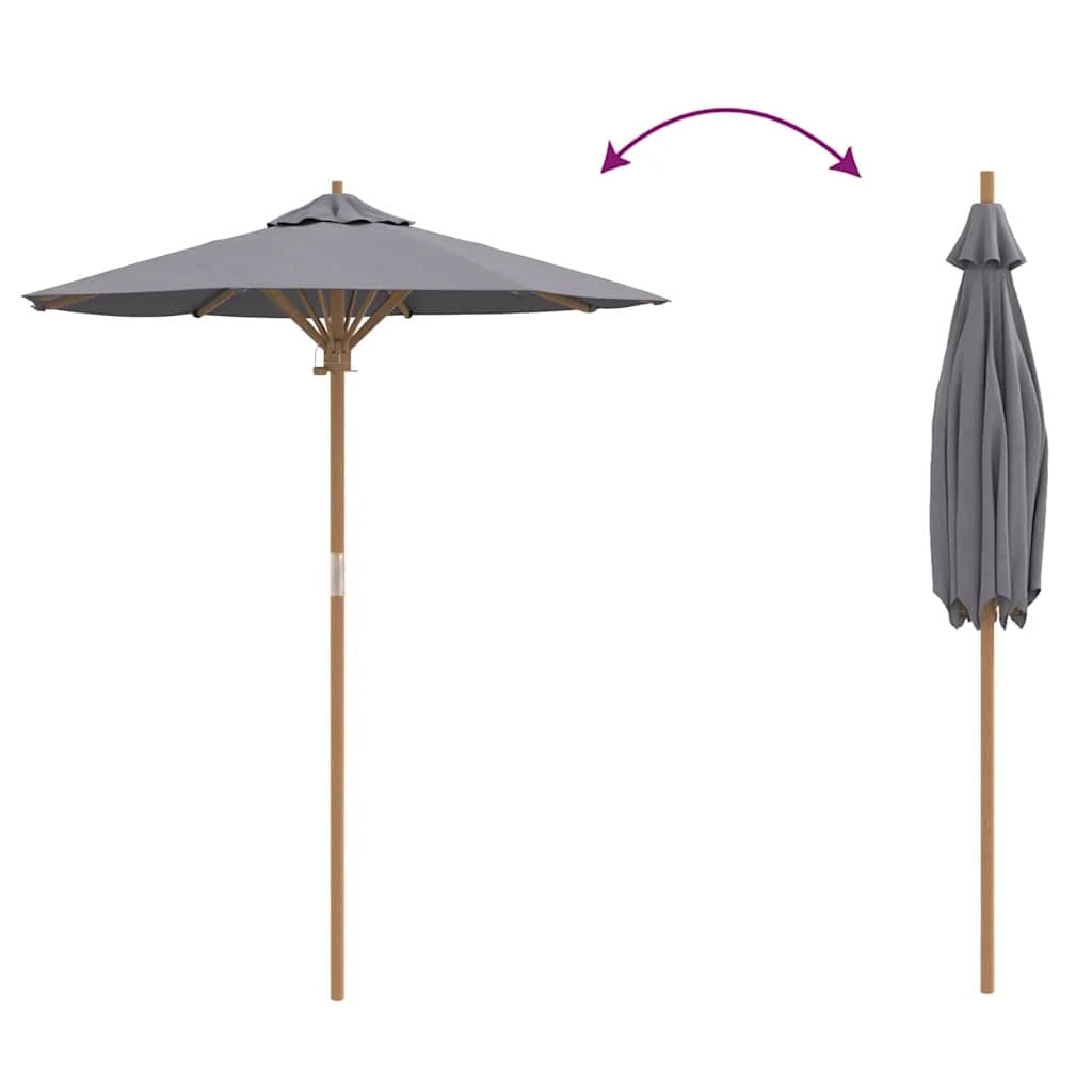 Pratico ombrellone da giardino rotondo con palo staccabile 270 x 260 cm stile minimalista bambù grigio scuro 02_0058246