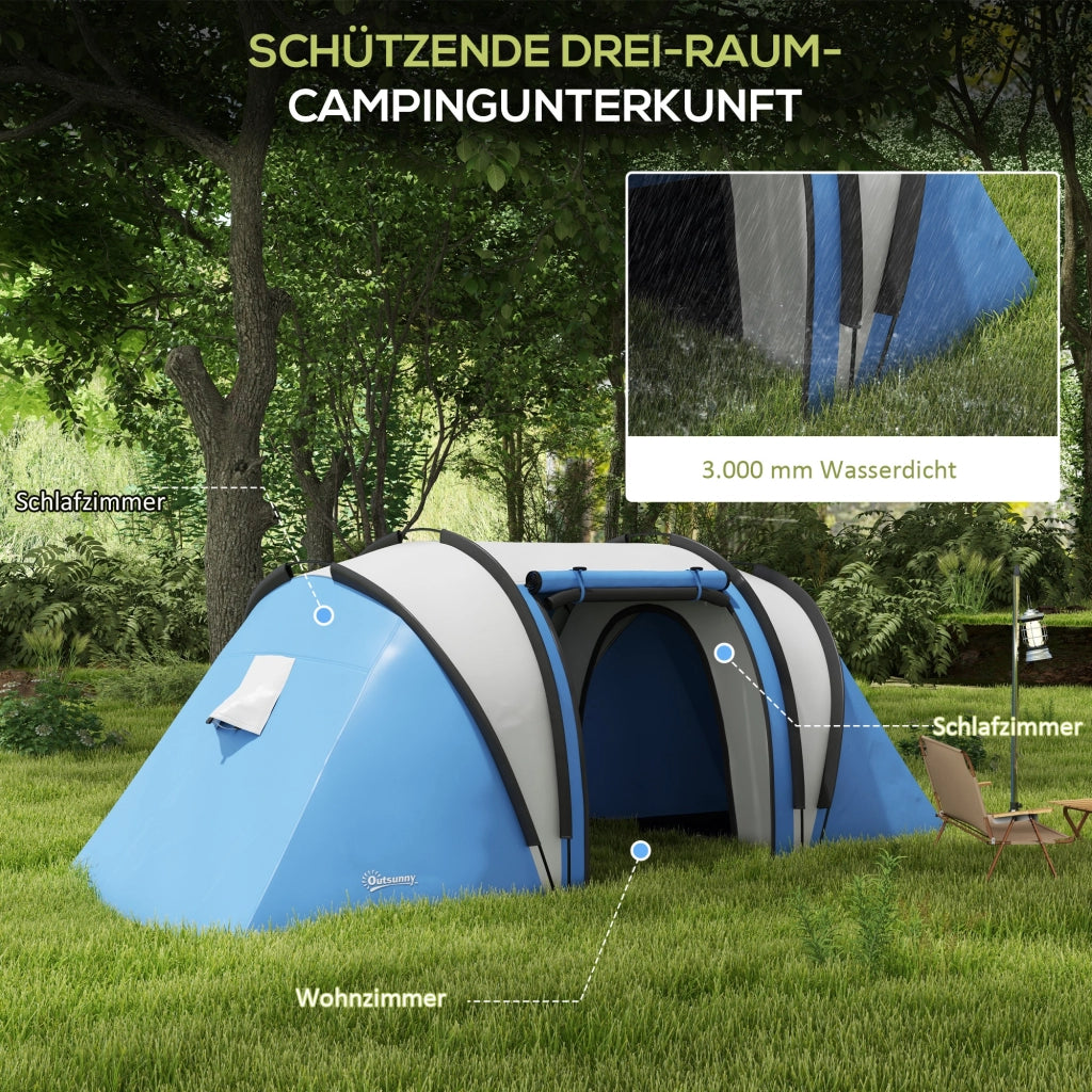 Tenda da campeggio per 4-5 persone impermeabile 3 stanze blu ¨C zephmum
