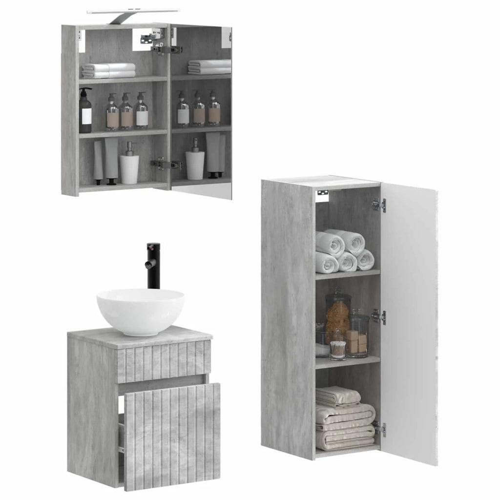 Set di mobili per il bagno 4 pcs Grigio Cemento 3407458