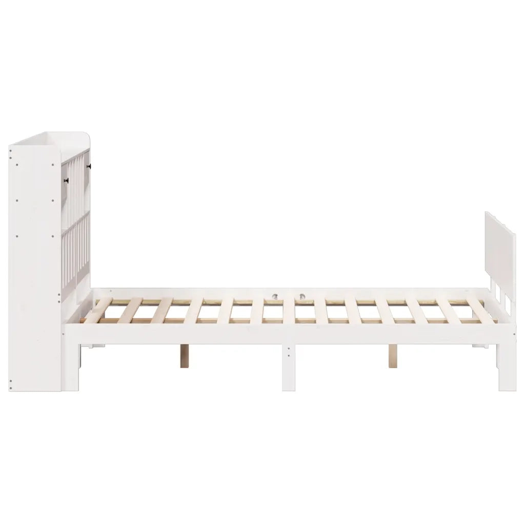 Letto Libreria senza Materasso Bianco 140x200 cm Legno di Pino 3322693