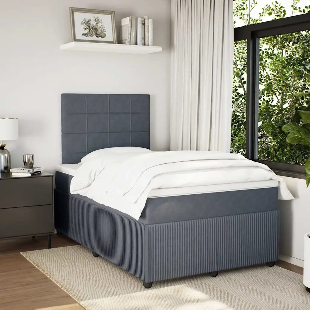 vidaXL Giroletto a Molle con Materasso Grigio Scuro 120x190 cm Velluto