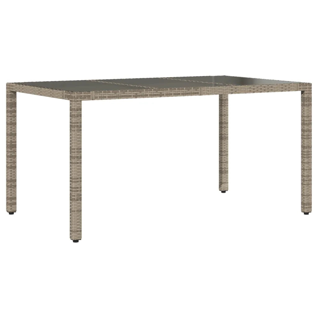 Tavolo da Giardino Piano in Vetro Grigio 150x90x75cm Polyrattan 365591