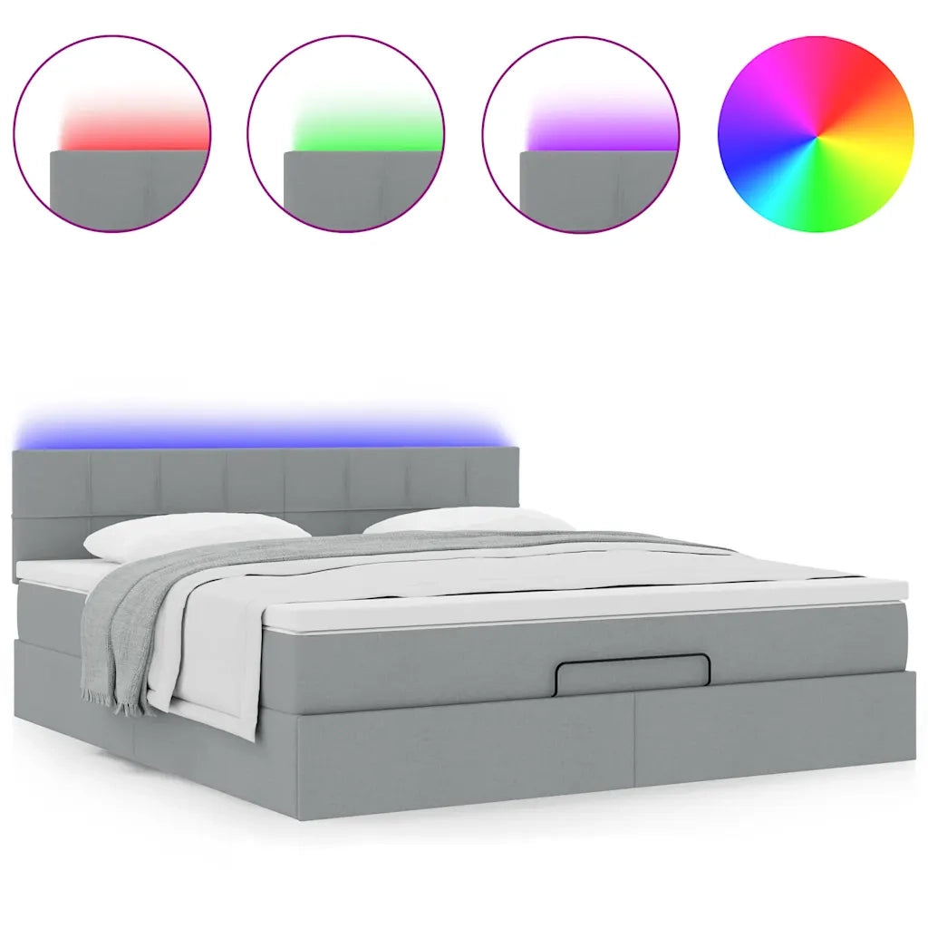 Pouf Letto con Materasso Grigio Chiaro 160x200 cm in Tessuto 3312319
