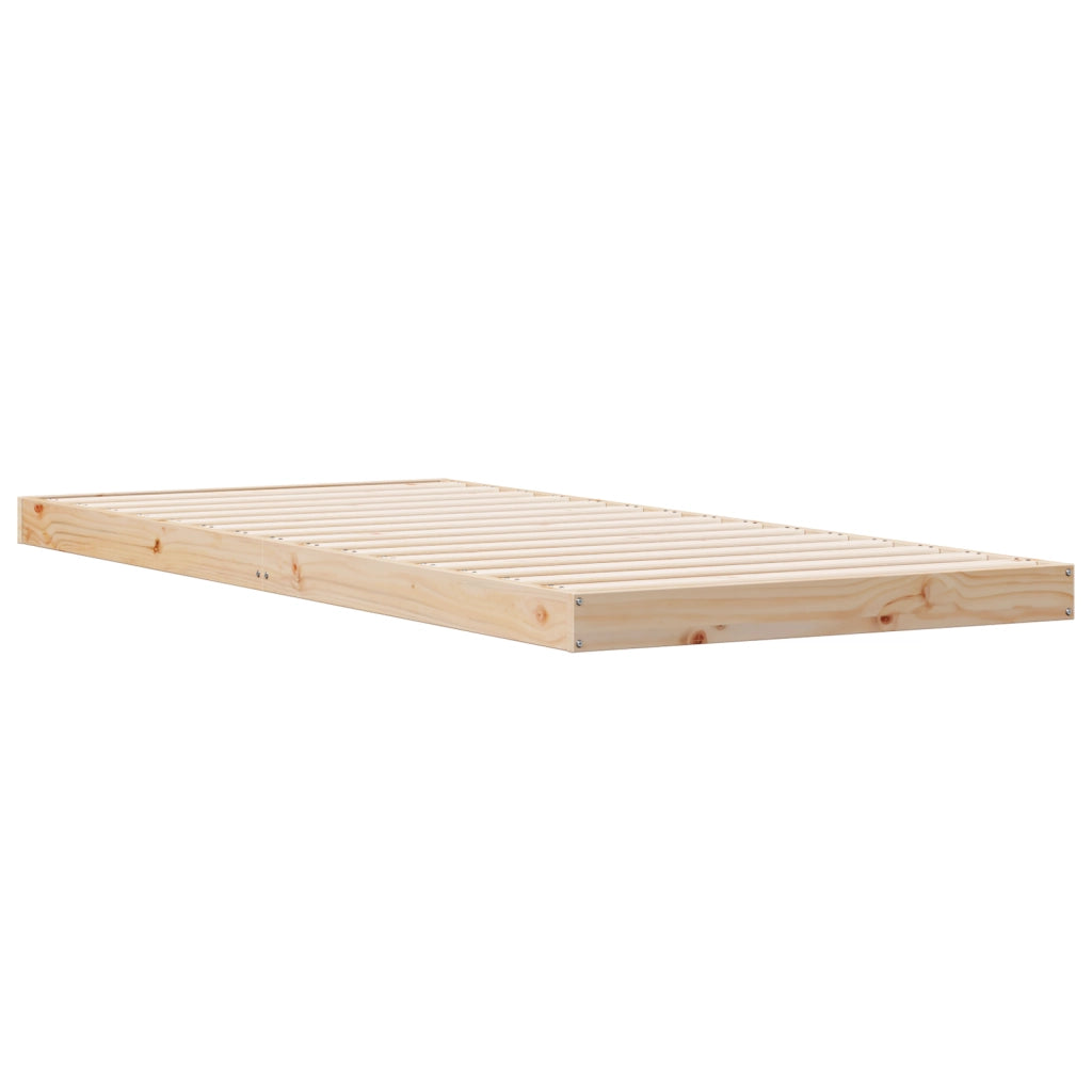 Struttura letto a pavimento  Bianca 100x220 cm in legno massello di pino