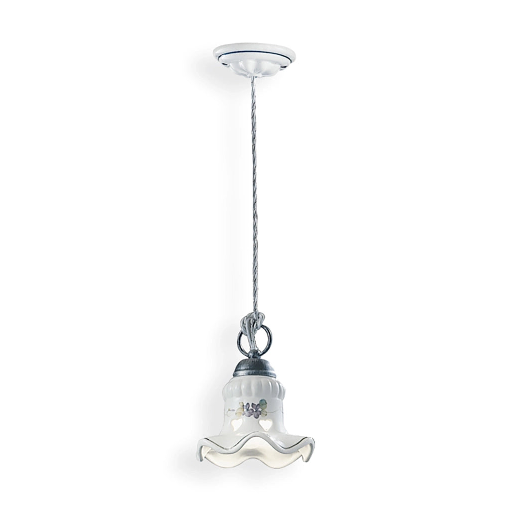 Lampadario Classico Chieti Metallo E Ceramica Nero Sfumato Argento 1 Luce E14
