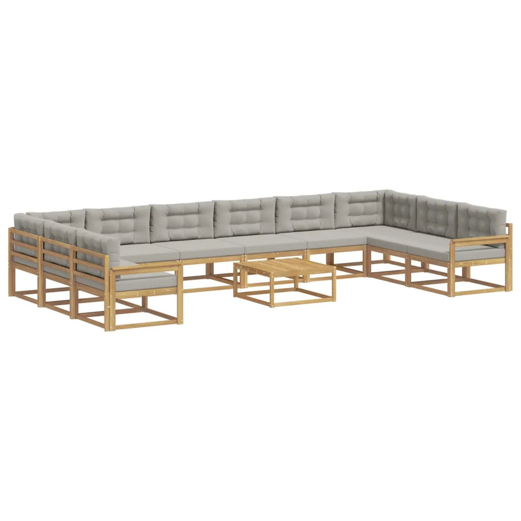 Set di divani da esterno 11 pz Bianco e Grigio Chiaro 3387130
