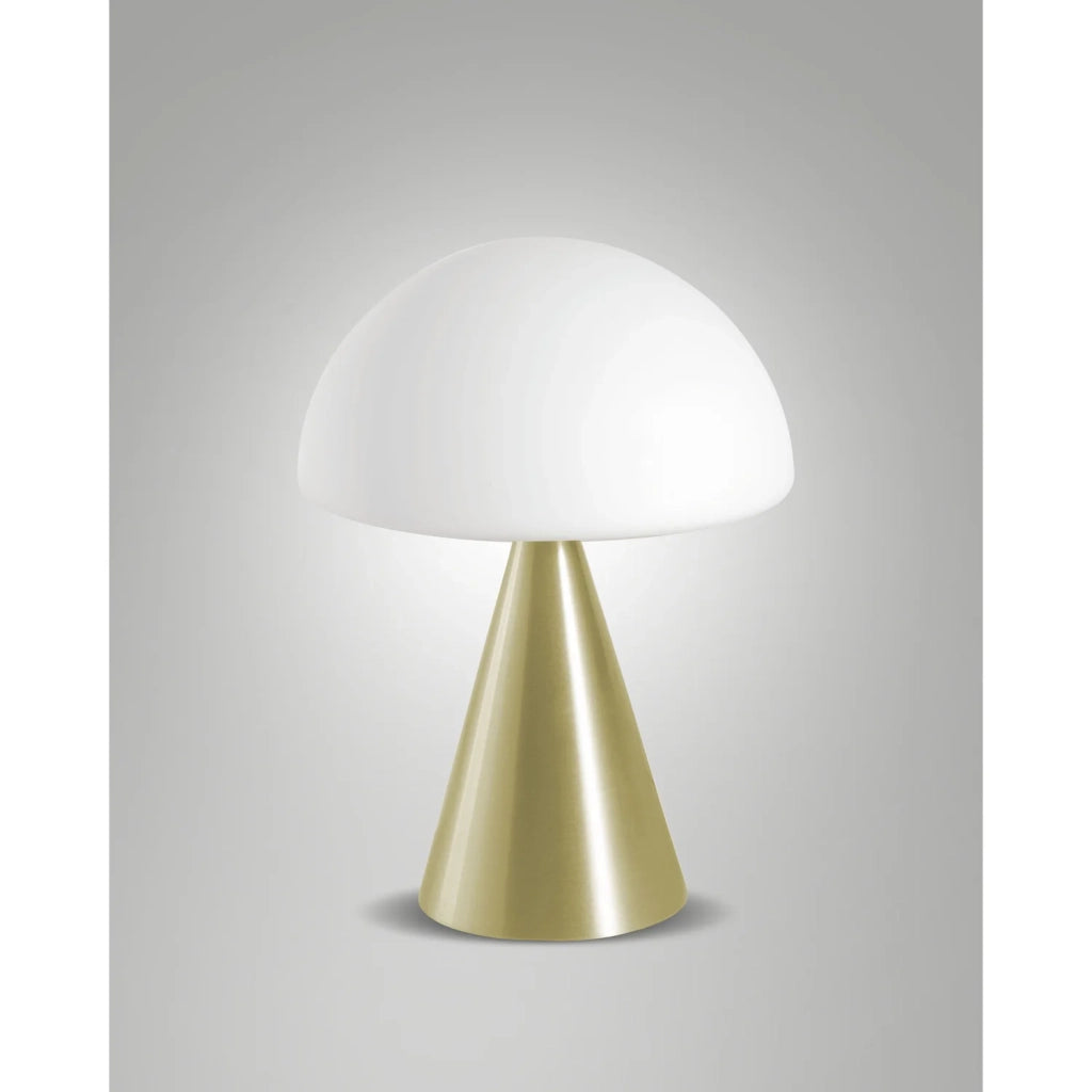 Lampada da Tavolo Blip Ottone Satinato 1 Luce Metallo e Vetro Collezione BLIP