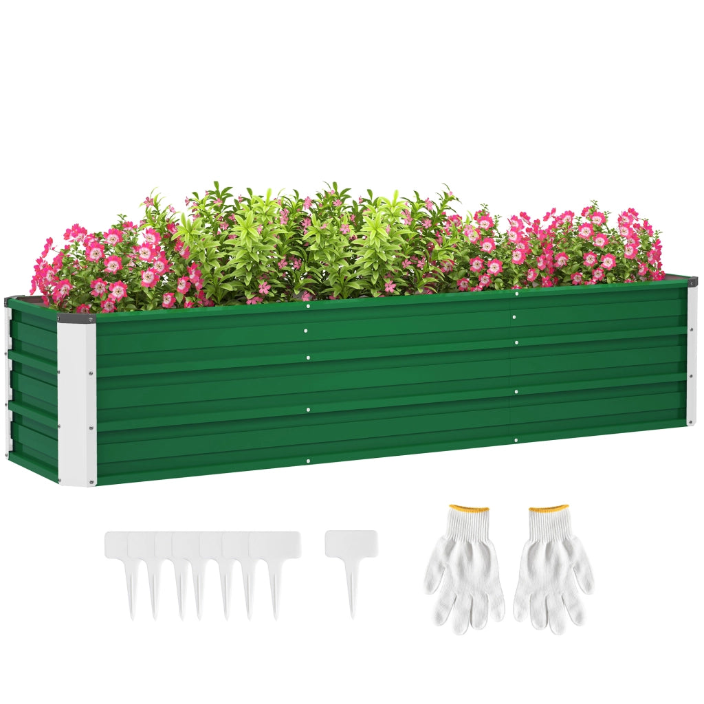 Vaso da giardino rialzato in acciaio con 3 aree di semina ¨C zephmum ¨C 183x47x40cm verde