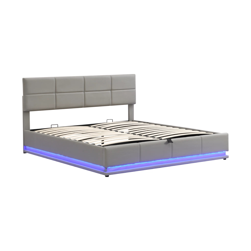 letto imbottito in ecopelle grigio cemento 180 x 200 cm