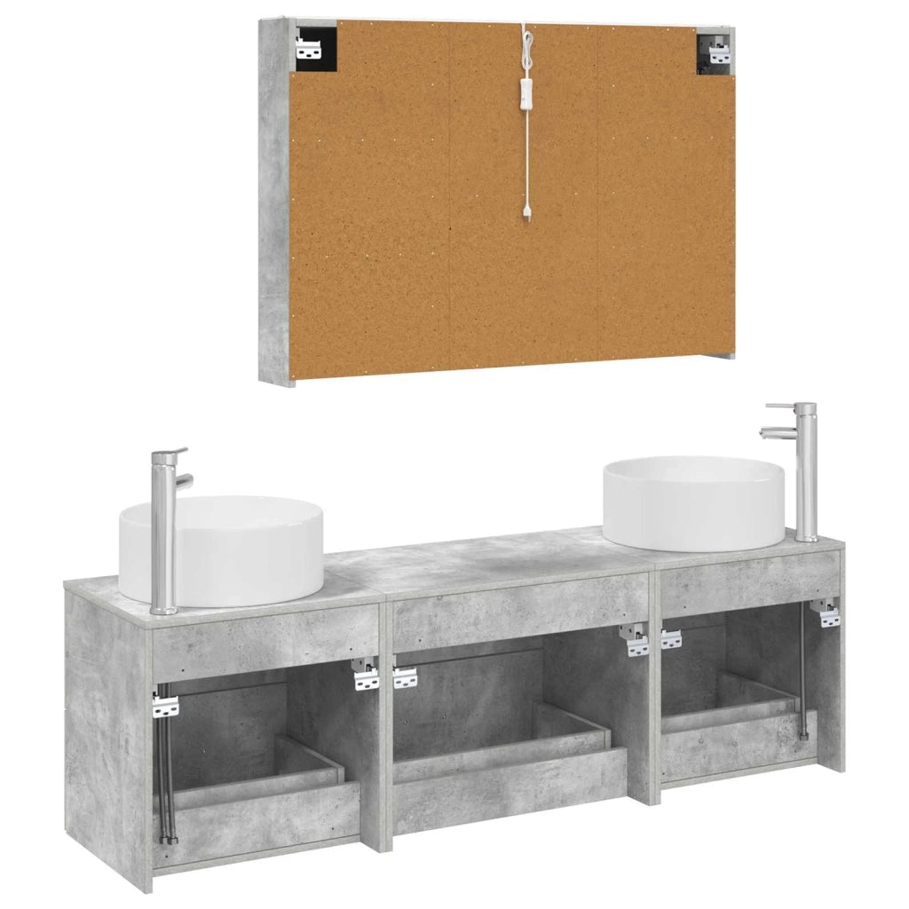Set di mobili per il bagno 4 pcs Grigio Cemento 3407066