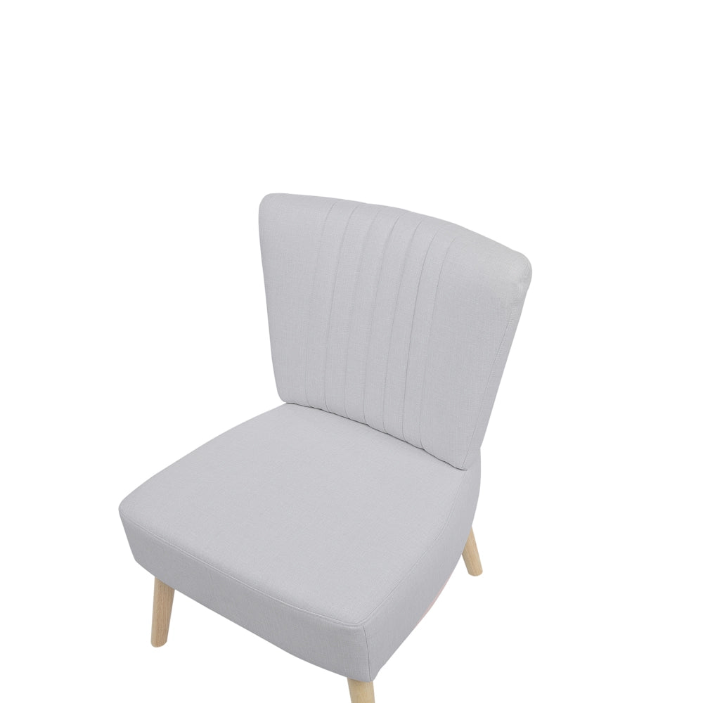 Poltrona grigio chiaro senza braccioli con sedia senza braccioli a trapuntatura verticale gambe in legno