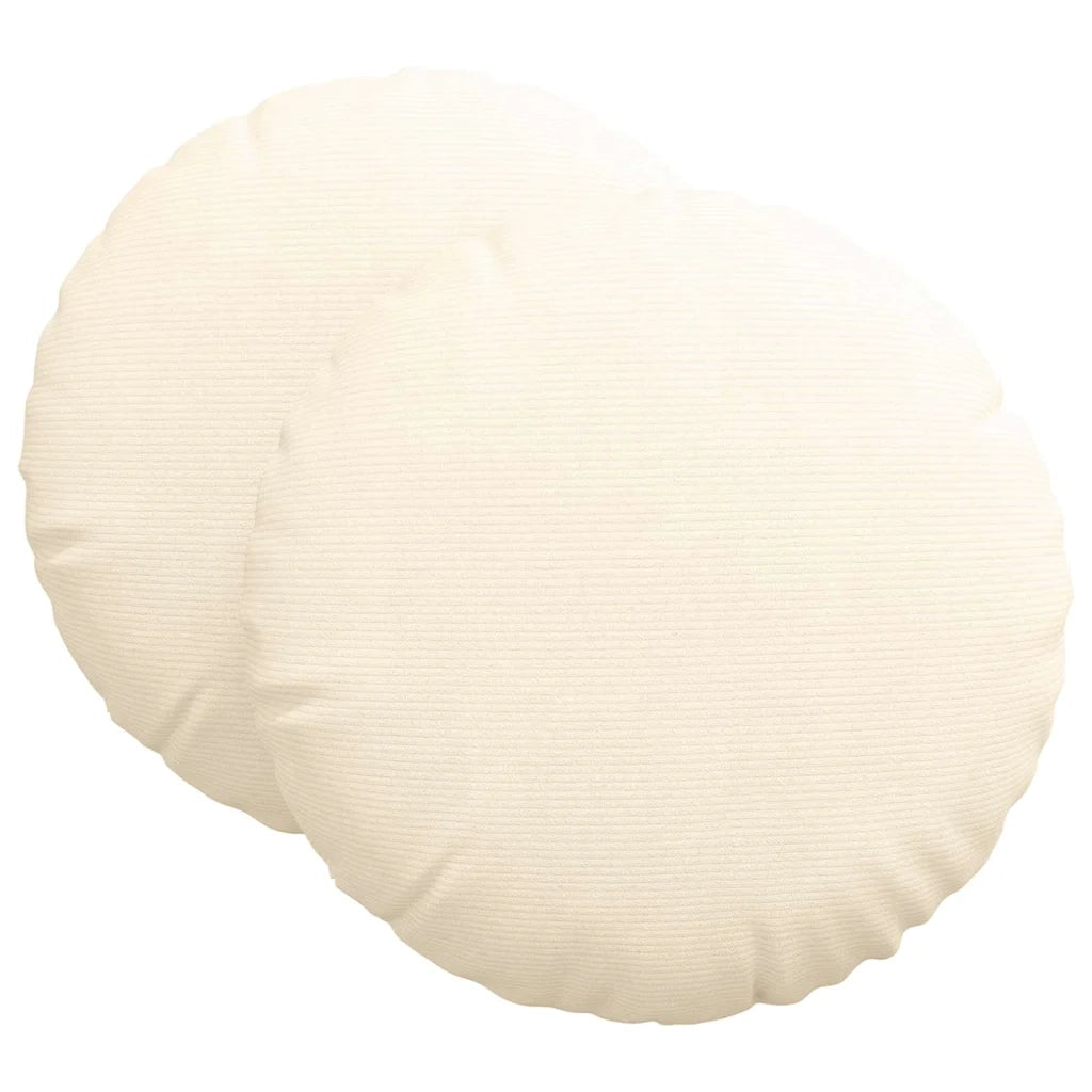 Cuscini per Seduta 2 pcs Crema Ø 80 cm Tessuto in Cords