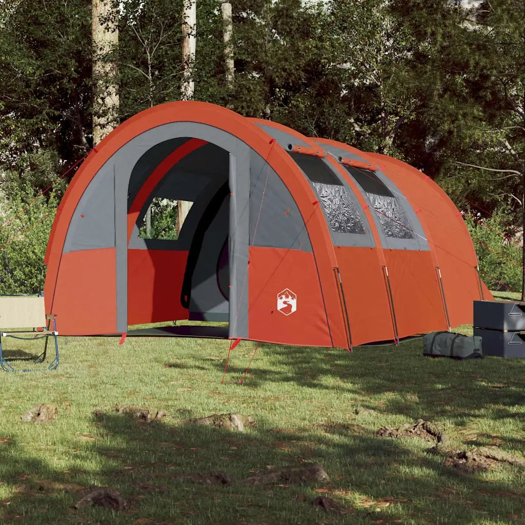 Tenda da Campeggio a Tunnel per 4 Persone-Tenda per Escursionismo Grigio e Arancione 552108