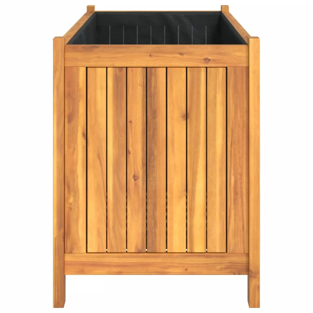 Fioriera | Cassetta per fiori | Vaso Giardino con Rivestimento 99,5x38x50cm Massello Acacia