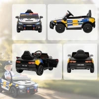 Macchina Elettrica per Bambini della Polizia con Telecomando, Clacson e Musica Integrata, 96x60x45 cm