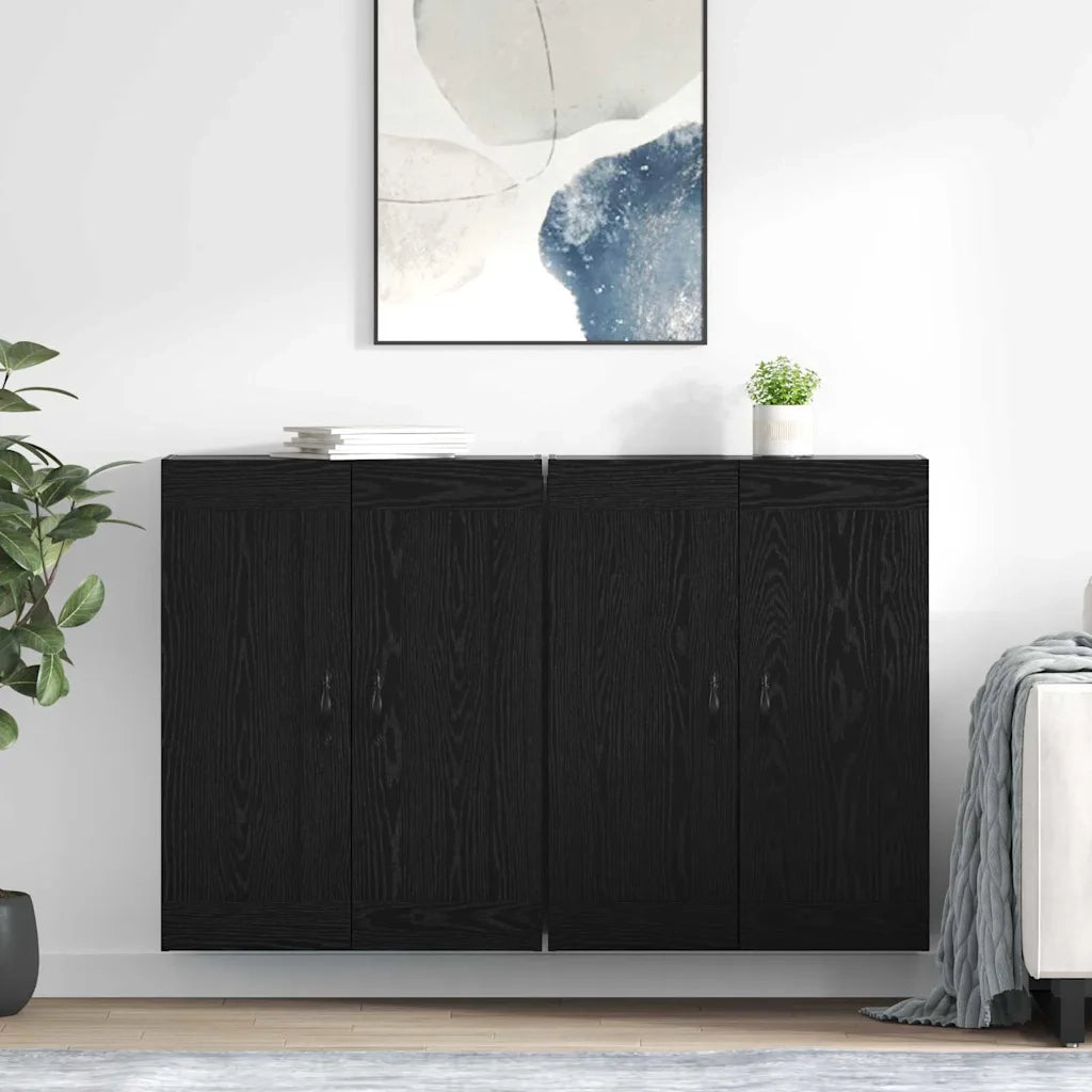 Mobile a muro 2 pcs Rovere Nero 69,5 x 34 x 90 cm