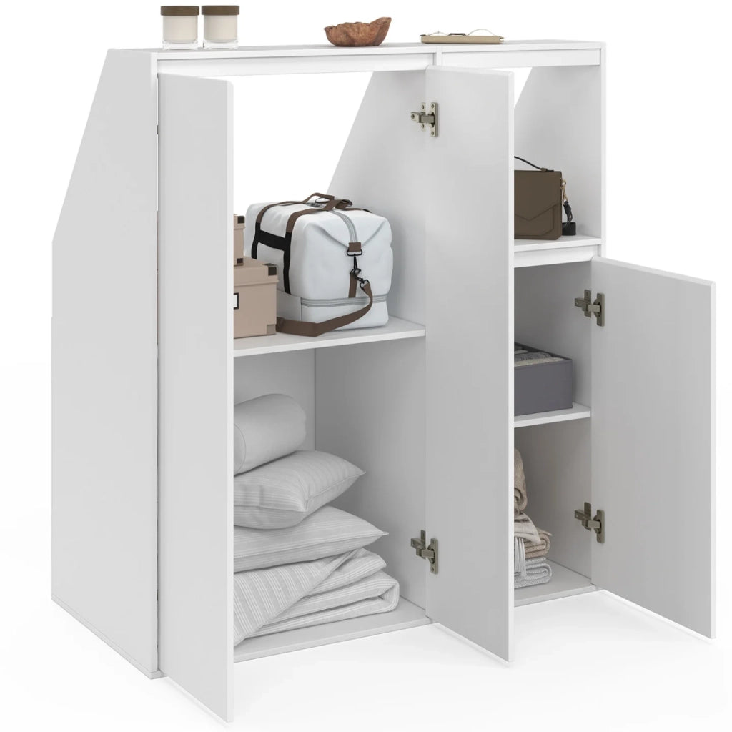 IDMarket - Set di armadi a 2 ante + 1 anta e 1 nicchia TOMI bianco sottopensile