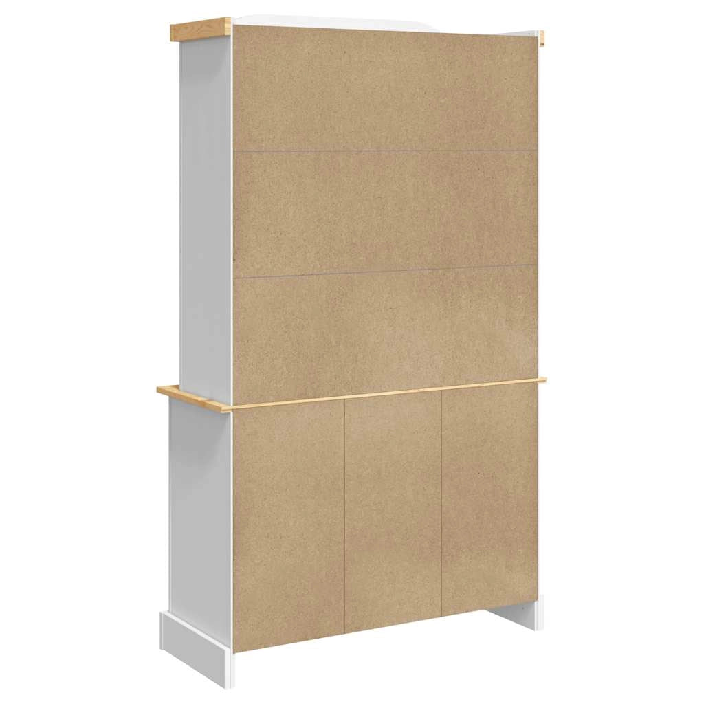 Credenza alta Corona cassettiera armadio mobile contenitore organizer per cucina soggiorno salotto 112 x 43 x 196 cm legno massello di pino finitura bianca 02_0034220
