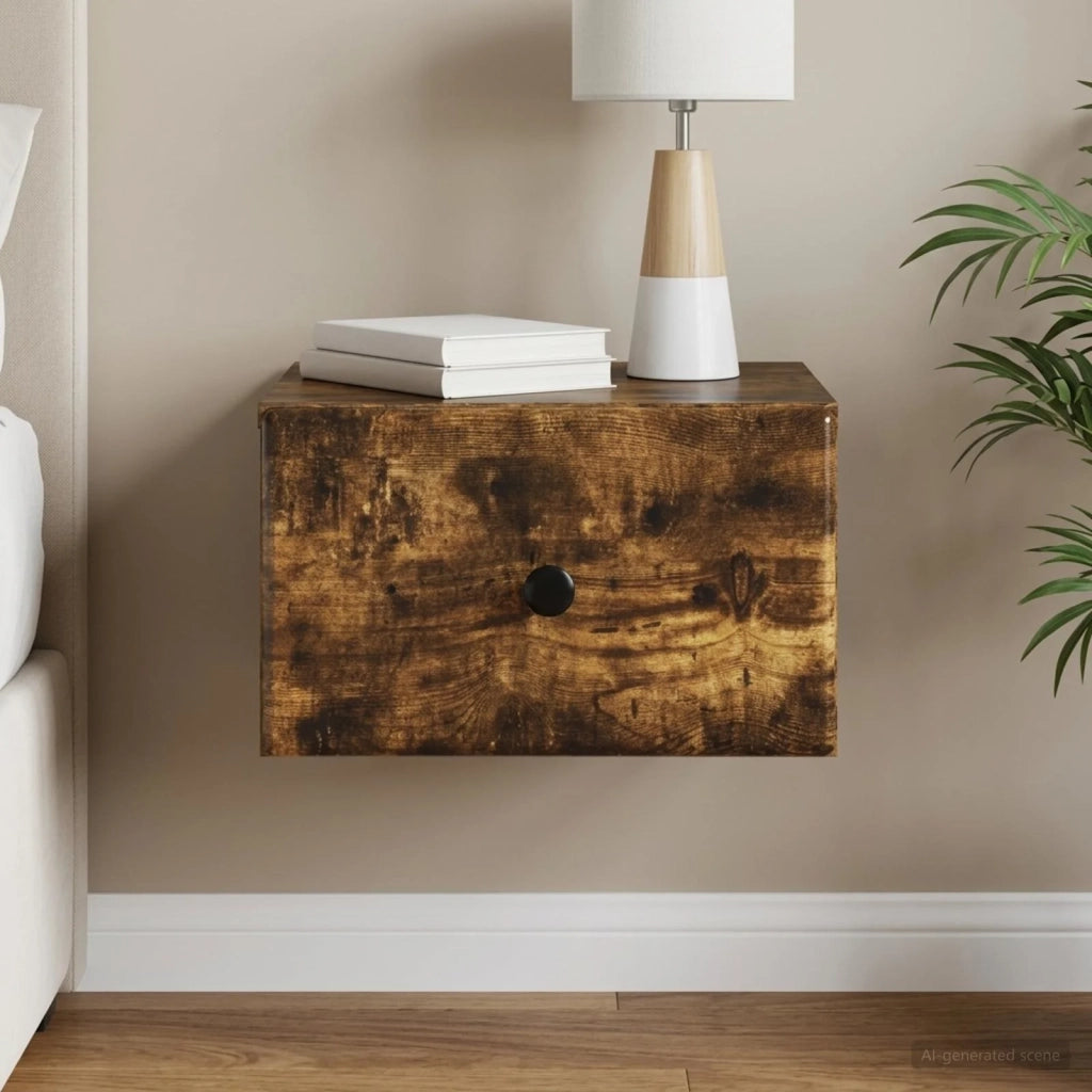 Mobiletto da notte a muro Rovere Fumo 34,5 x 33 x 20 cm 899115