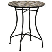 Tavolo da Giardino Rotondo in Metallo e Mosaico per Esterno e Interno, Ф60x71cm, Nero