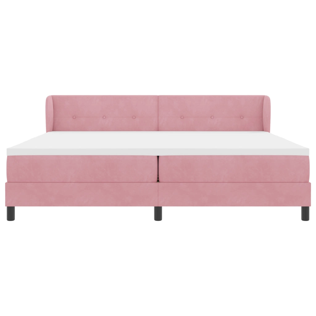 Letto Box Spring con Materasso Rosa 200x200 cm Velluto