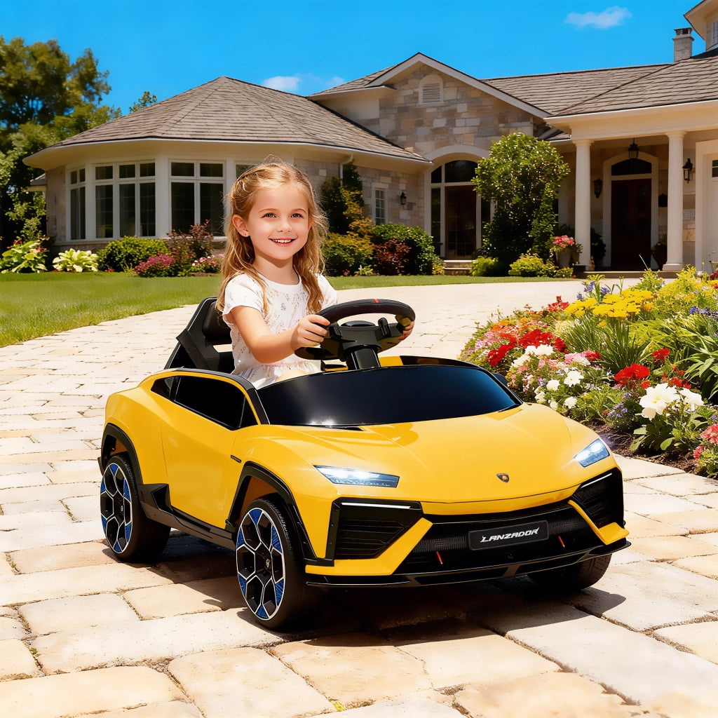 Auto elettrica per bambini ¨C zephmum ¨C 12V, telecomando, 101.5x49x43 cm, giallo