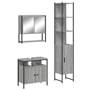 Set Mobili da Bagno | Armadio da bagno 3 pz Grigio Sonoma in Legno Multistrato
