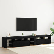 Mobili TV  2 pz con luci LED Rovere Nero Legno ingegnerizzato