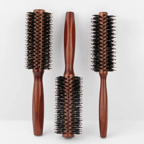 Set di 3 setole a piastra con pelo di maiale - migliora il volume, la lucentezza e lo stile - morbido per la pelle capelluta - manico in legno duraturo - adatto per signore e signori