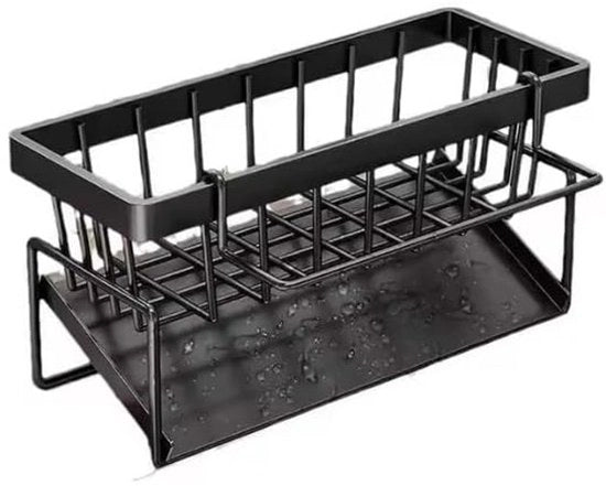 Organizzatore per cucina sotto il lavandino con asciugacapelli, 9,1 x 3,9 x 3,5 pollici (circa 23,1 x 10 x 9 cm), contenitore per asciugamano rimovibile, scarico automatico, nero.