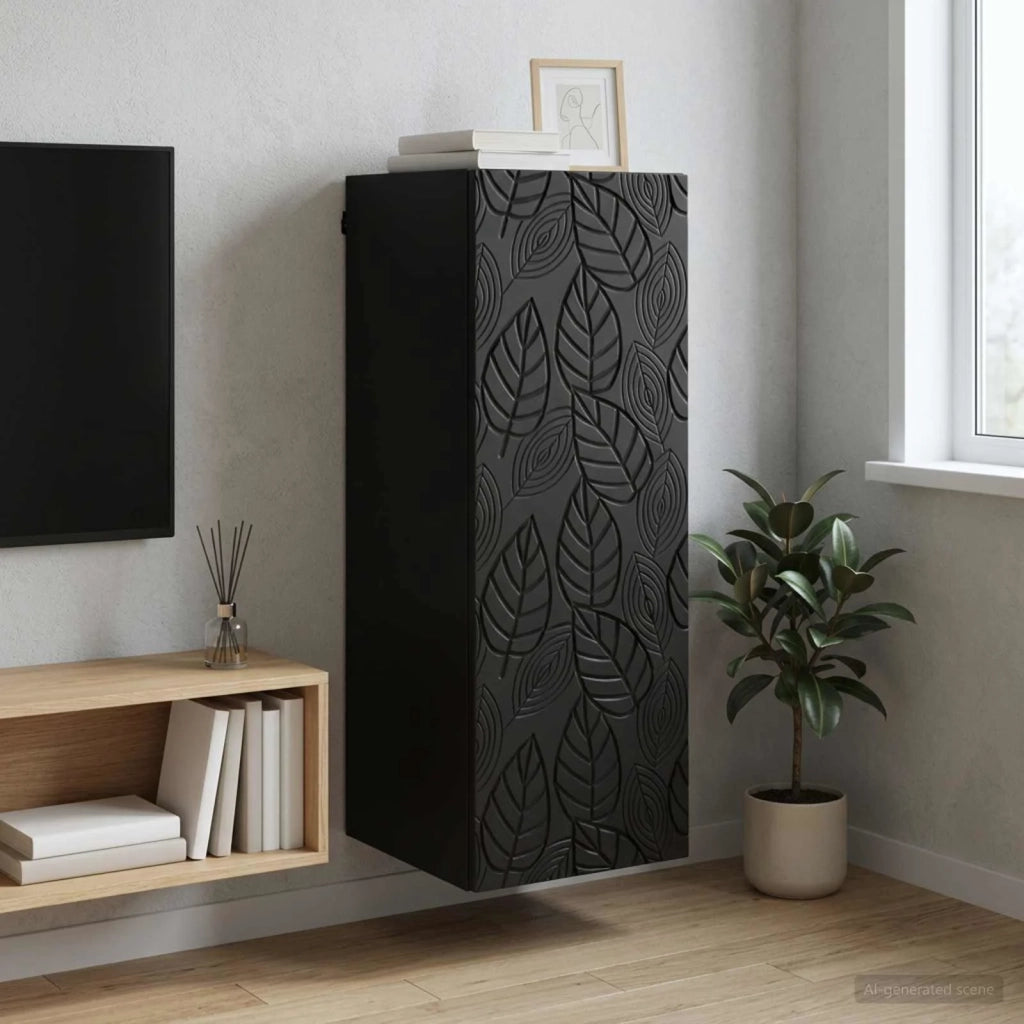 Mobiletto a muro Nero 33 x 34,5 x 90 cm Legno ingegnerizzato 898756
