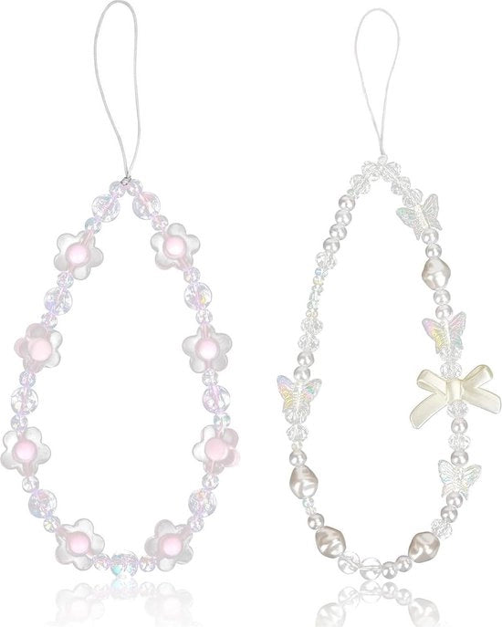 Bracciale per telefono con motivi di farfalle e fiori in cristallo per donne - Multicolore