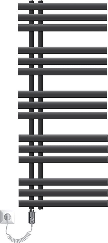 Riscaldatore elettrico per bagno a elementi riscaldanti 900W, dimensioni 500x1200 mm, colore antracite