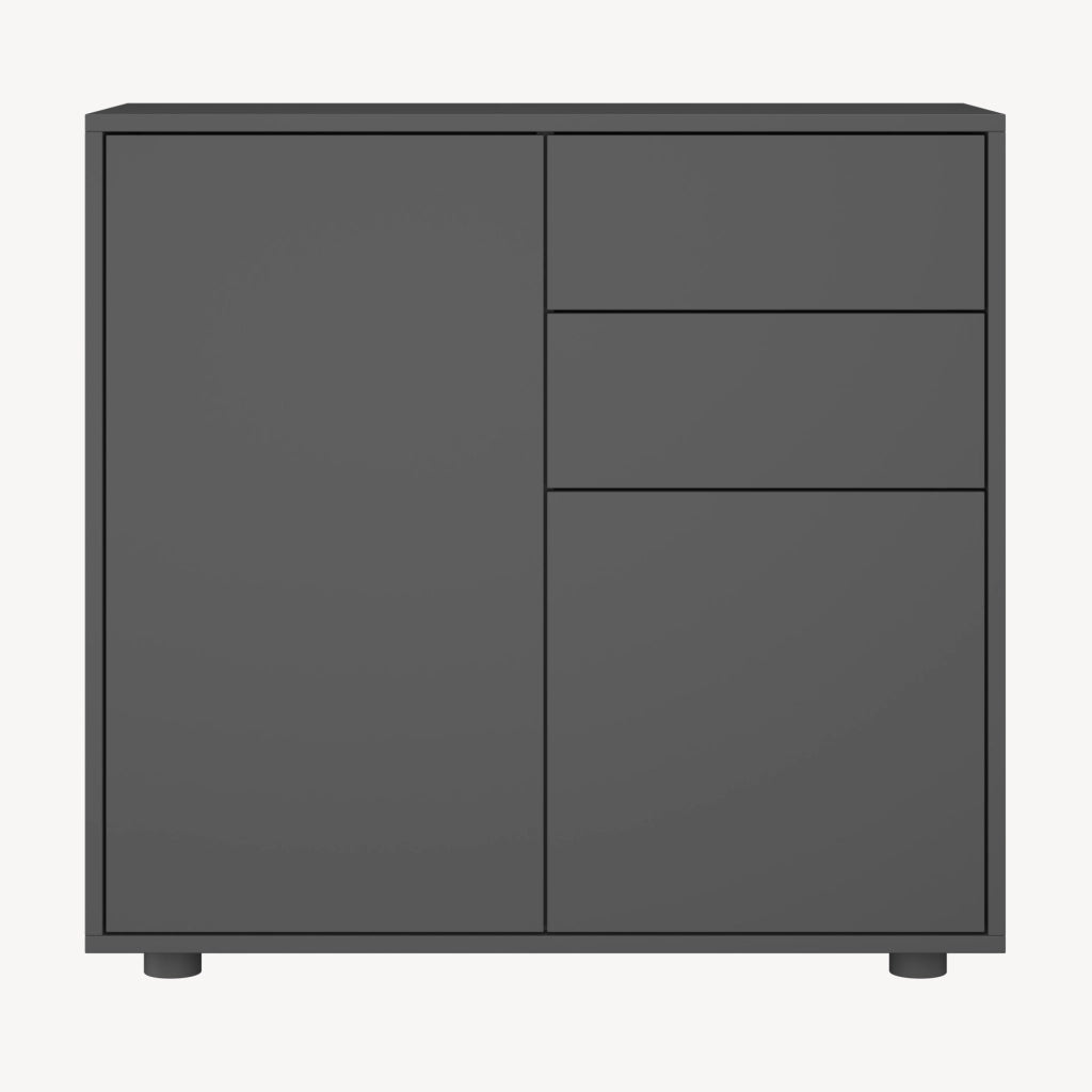 Comò Paarl con 2 Ante e 2 Cassetti 74x79x36 cm - Grigio Scuro Opaco [en.casa]
