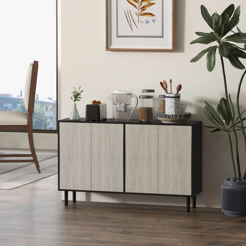 Tavolo da pranzo ¨C Zephmum ¨C Nero e grigio, legno effetto, 121x37x75 cm