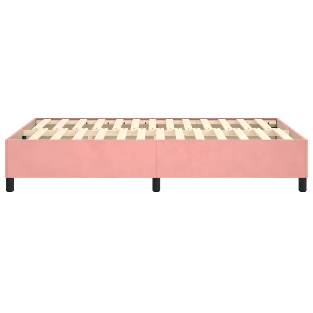 Struttura Letto a Rete a Molle-Giroletto Rosa 120x200 cm in Velluto 338099