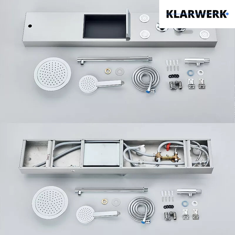 BEN | Pannello doccia soffione doccia a pioggia in acciaio inox | Sistema doccia idromassaggio spazzolata argento Miscelatore doccia rubinetto