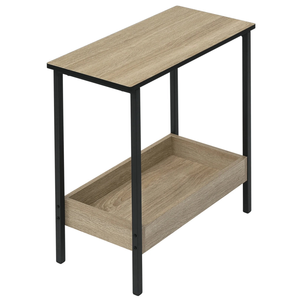 Tavolino da caffè con 2 ripiani - per soggiorno - in legno e metallo - 50×55×25 cm - nero