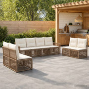 Set Divano da Giardino 8 pz Beige e Bianco Crema polyrattan 3435099