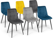 Set di 6 sedie da pranzo in velluto blu x2, grigio scuro x2, grigio chiaro, giallo MILA
