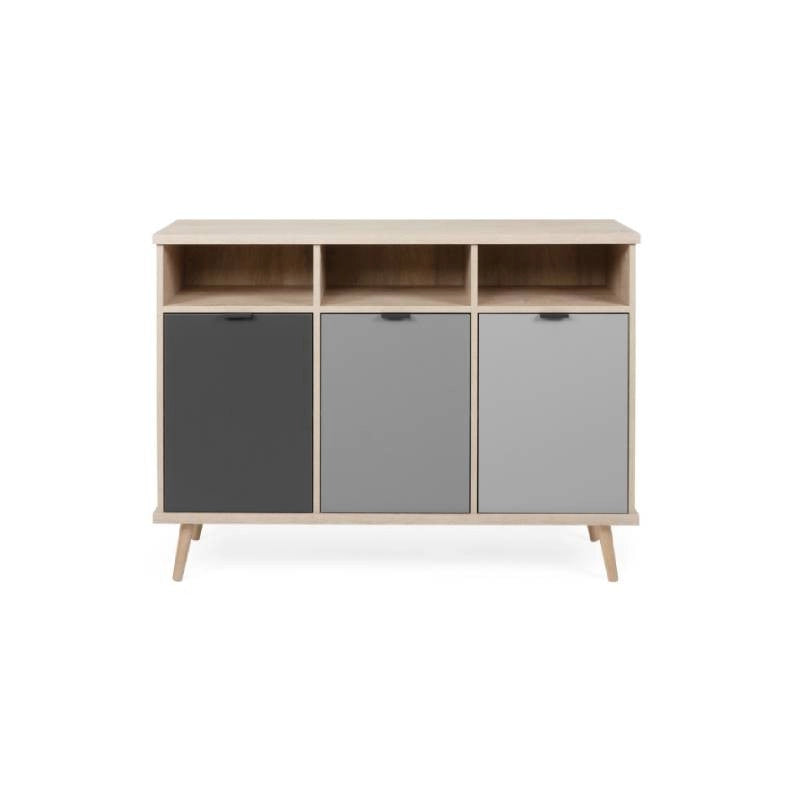 Credenza tre vani sonoma grigio piedini rialzati cm 120 x 40 x 88 h EFFEZ