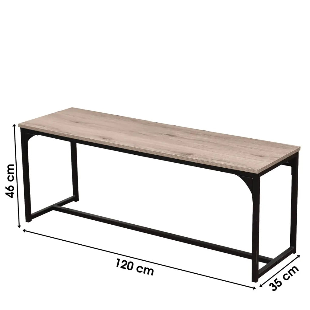 Panchina in legno con struttura in metallo nero collezione RANONG – Dimensioni 120x46x35 cm