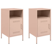 Set di 2 Comodini | Armadio da Notte | Mobiletto da notte Rosa 36x39x68 cm in Acciaio