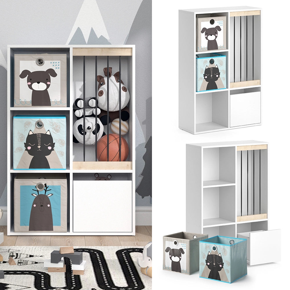 Vicco Libreria bambini Bianco 29.2 x 107.8 cm con 2 scatole pieghevoli opt.4