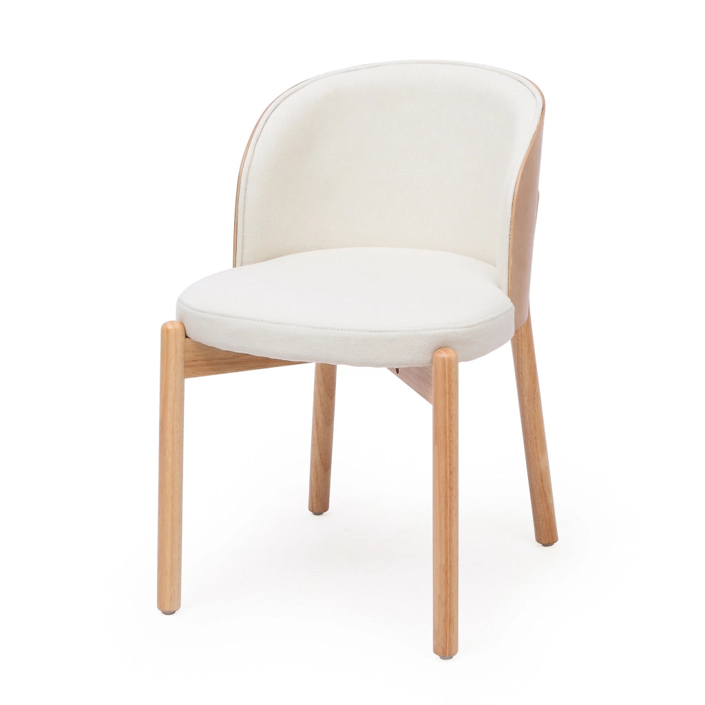 SEDIE da pranzo Set da 4 pezzi, legno massello, tessuto lino, colore naturale