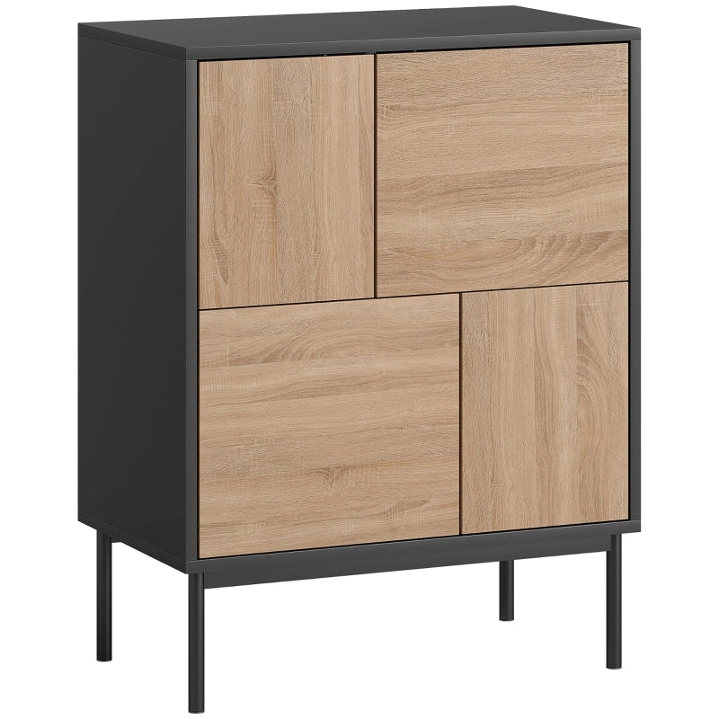 Cassettiera con ante push-to-open e gambe in metallo ¨C zephmum ¨C MDF nero e legno naturale